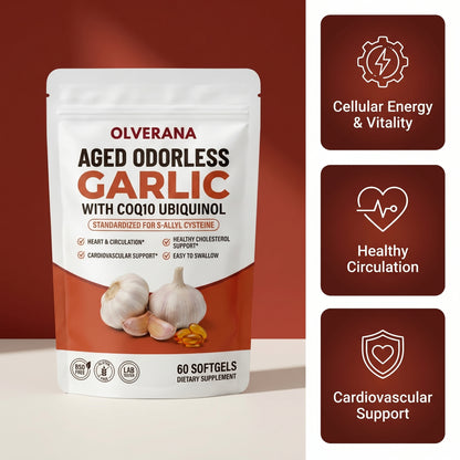 Olverana Aged Odorless Garlic Softgels - Promotes Cardiovascular Vitality